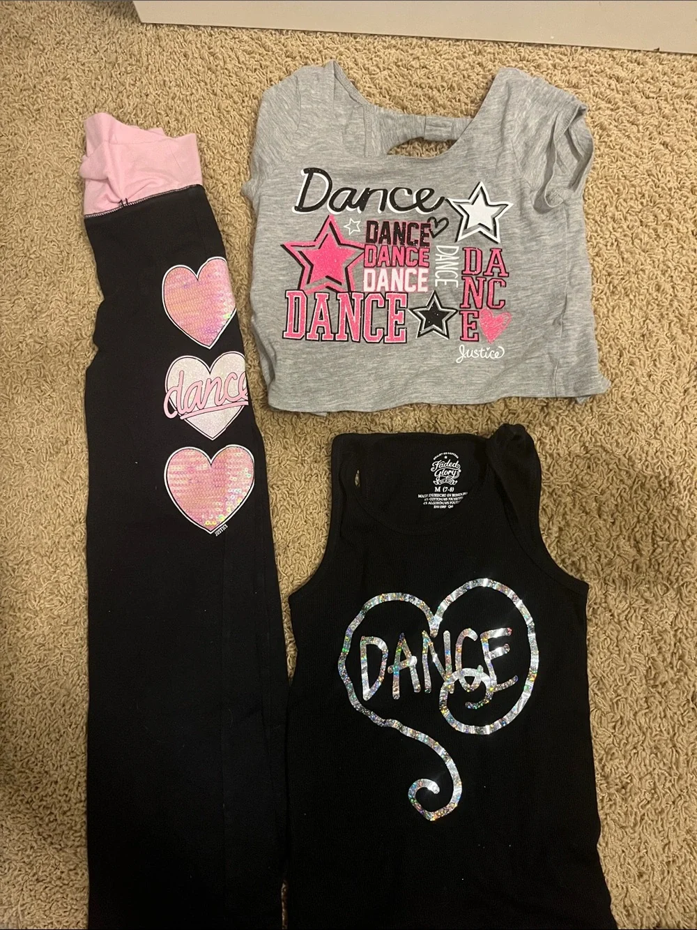 Justice Black, Pink & Gray Kids' Dance Outfit Set - 3 Pieces